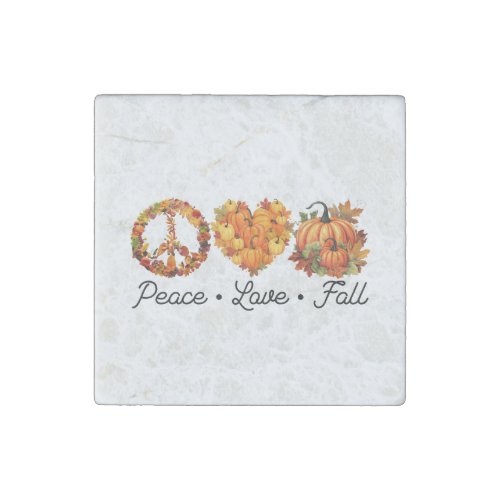 Peace Love Fall _ Pumpkins Stone Magnet