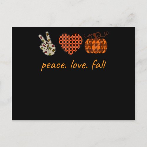 Peace Love Fall Thanksgiving Leopard Pumpkin Announcement Postcard