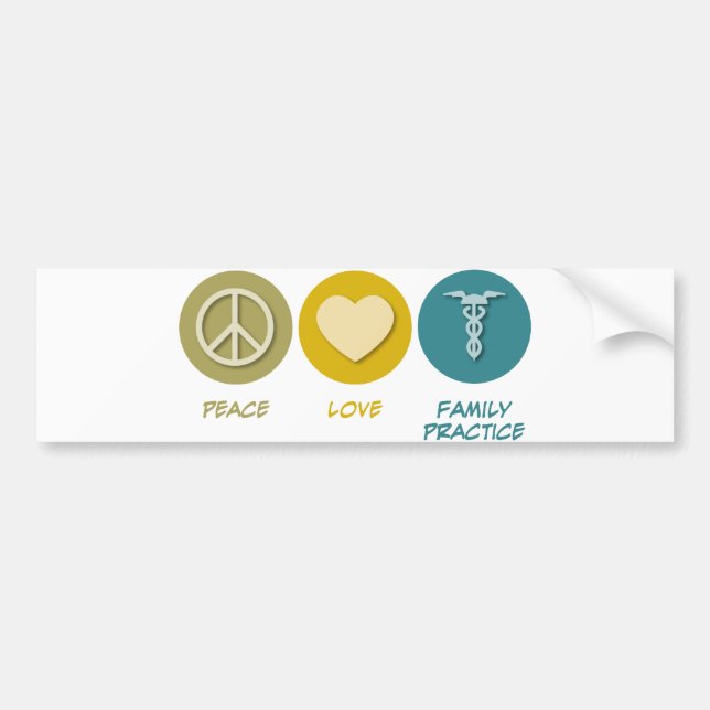 Peace Love Family Practice Bumper Sticker (Front)