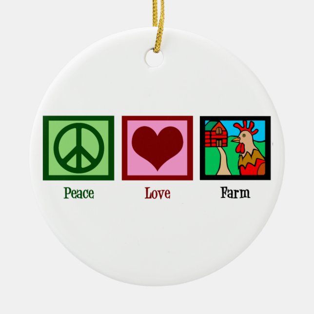 Peace Love Farm Ceramic Ornament (Front)
