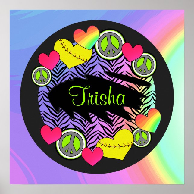 Peace Love Fastpitch Softball Poster (Front)