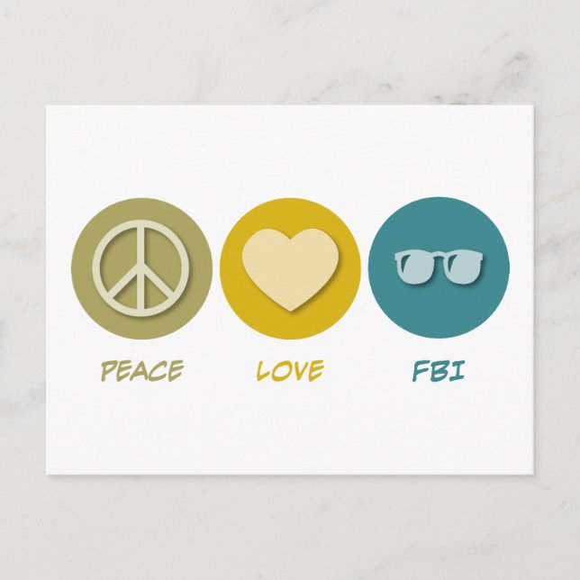 Peace Love FBI Postcard (Front)