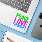 Peace Love Feminism Sticker (Laptop w/ iPhone)