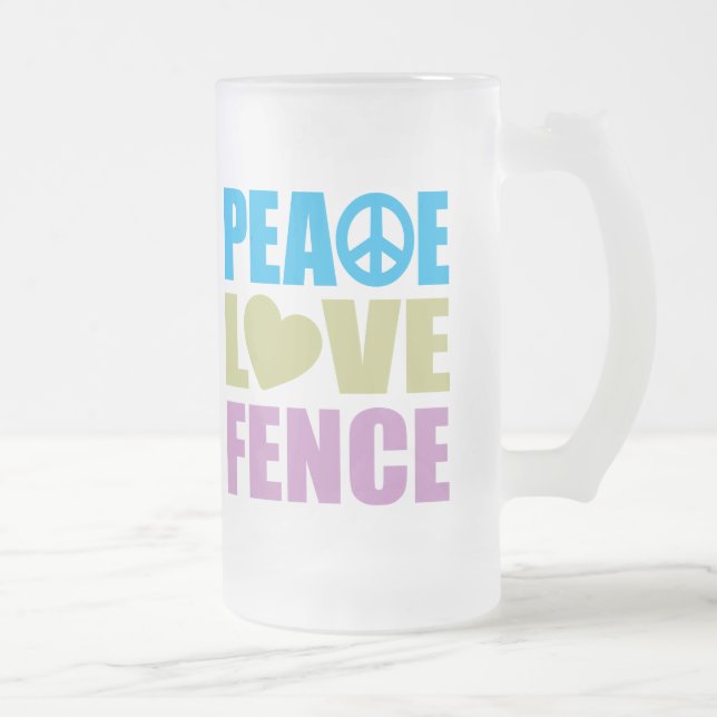 Peace Love Fence Frosted Glass Beer Mug (Right)