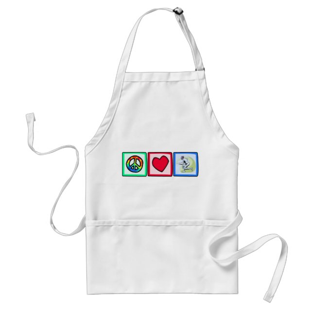 Peace, Love, Fencing Adult Apron (Front)