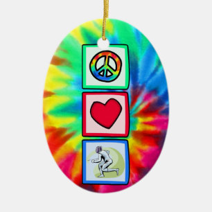 Peace, Love, Fencing Ceramic Ornament