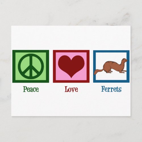 Peace Love Ferrets Postcard