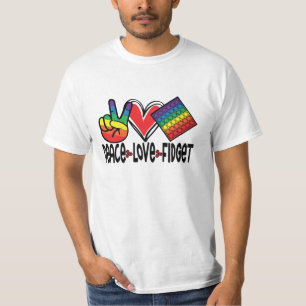 Peace Love Fidget Pop It Popit Colorful Rainbow T-Shirt