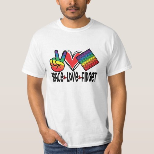 Peace Love Fidget Pop It Popit Colorful Rainbow T_Shirt