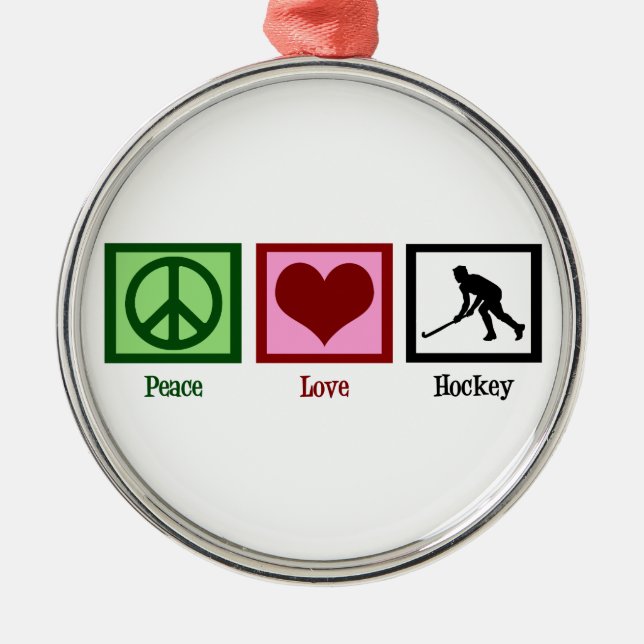 Peace Love Field Hockey Metal Ornament (Front)