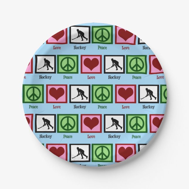 Peace Love Field Hockey Paper Plates (Front)