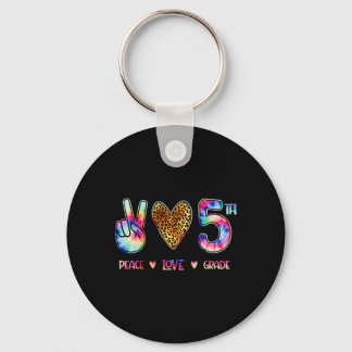 Peace Love Fifth Grade Squad Back To School Gift Keychain