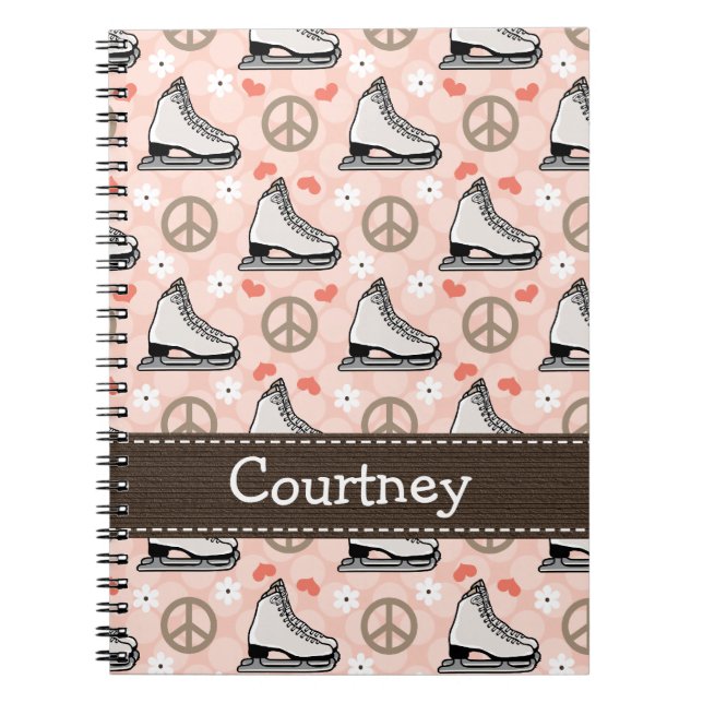 Peace Love Figure Skating Spiral Notebook Journal (Front)
