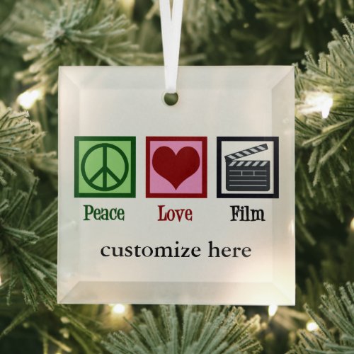 Peace Love Film Company Custom Clapper Board Glass Ornament