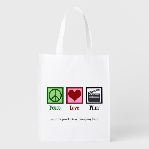 Peace Love Film Custom Production Company Grocery Bag