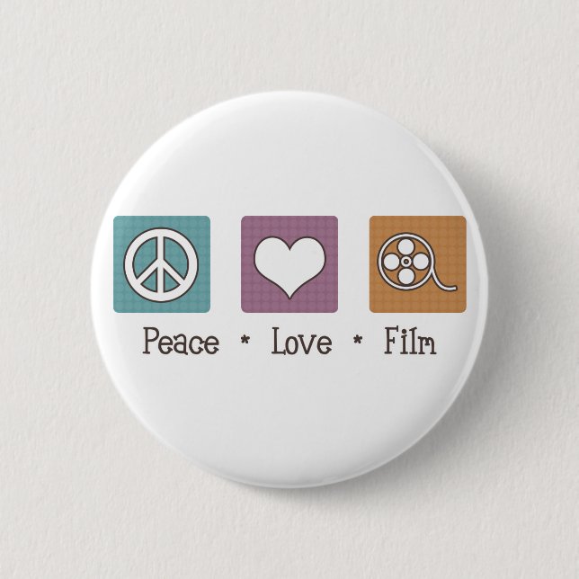 Peace Love Film Pinback Button (Front)