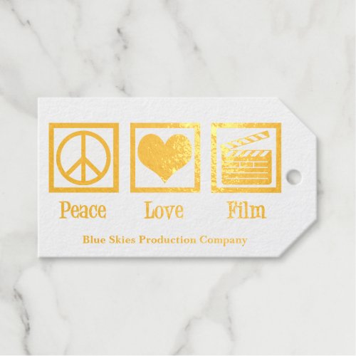 Peace Love Film Production Company Director Gold Foil Gift Tags
