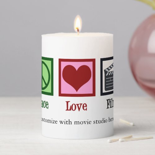 Peace Love Film Studio Custom Production Company Pillar Candle