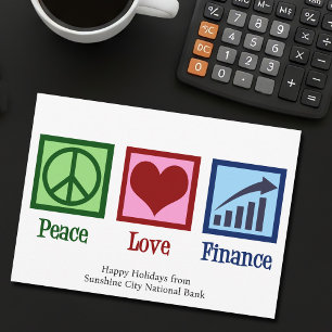 Peace Love Finance Customizable Bank Christmas Holiday Card