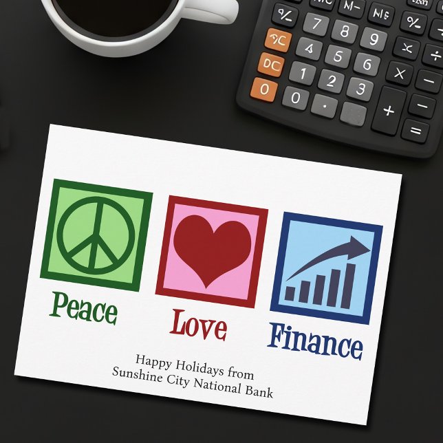Peace Love Finance Customizable Bank Christmas Holiday Card (Creator Uploaded)