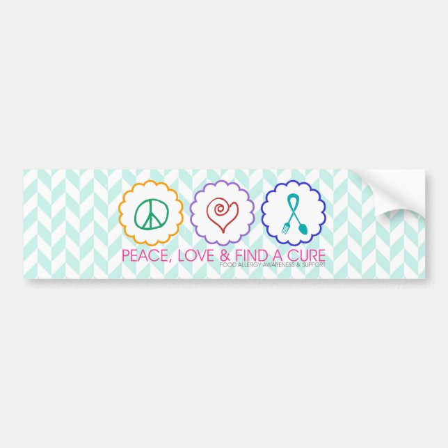 Peace, Love & Find a Cure Bumper Sticker (Front)