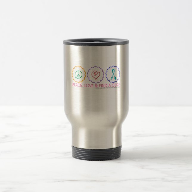 Peace, Love & Find a Cure Travel Mug (Center)