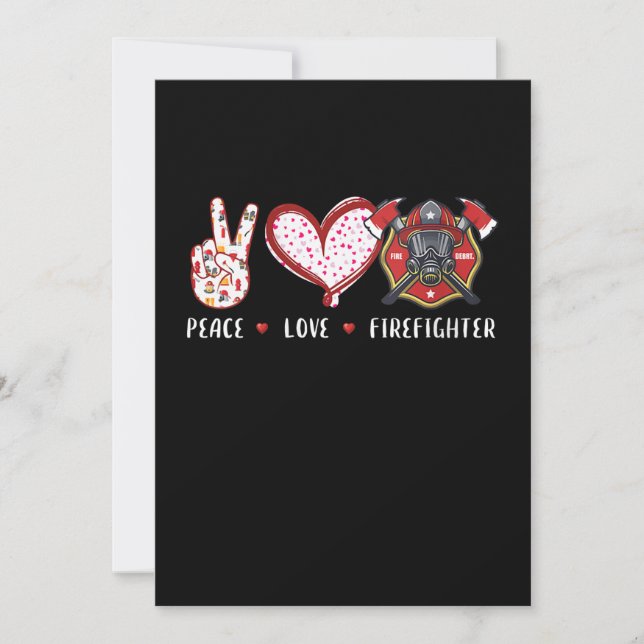 Peace Love Firefighter Lovers | Firefighter Gifts Holiday Card (Front)