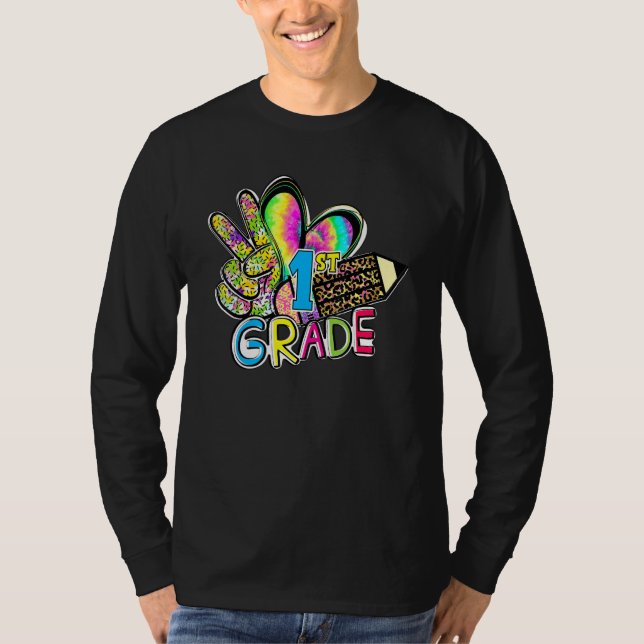 Peace Love First Grade Grade Teacher Team 1st Grad T-Shirt (Front)