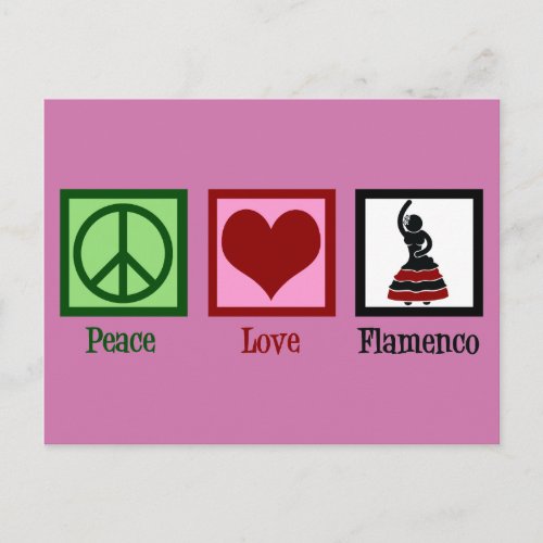 Peace Love Flamenco Dancing Pink Dancer Postcard