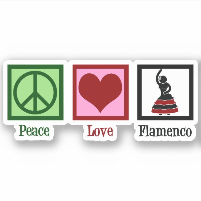 Peace Love Flamenco Dancing Sticker (Front)
