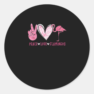 Peace Love Flamingo Flamingo Lover Classic Round Sticker
