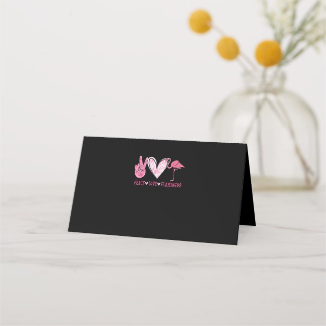 Peace Love Flamingo | Flamingo Lover Place Card (Front)