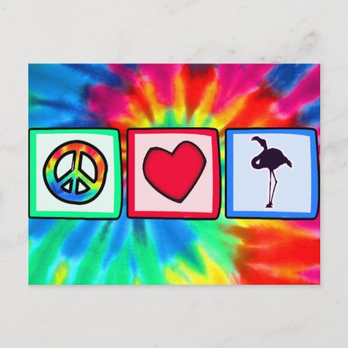 Peace Love Flamingos Postcard