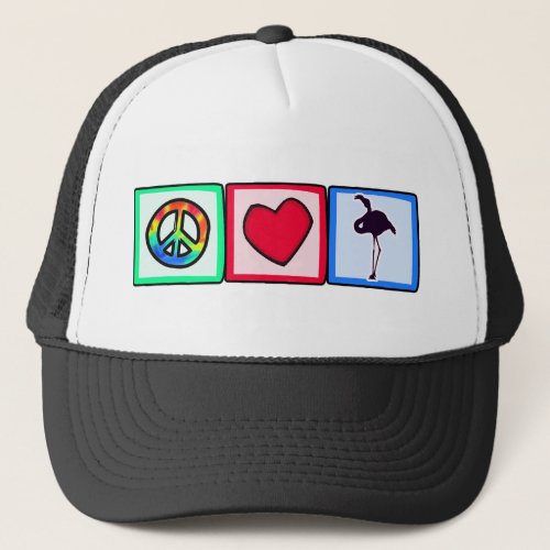 Peace Love Flamingos Trucker Hat