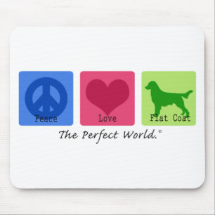 Peace Love Flat Coat Retriever Mouse Pad