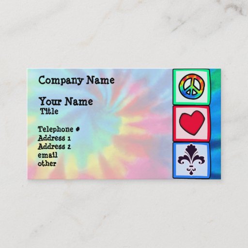 Customizable Peace, Love, Fleur de lis Business Card Template
