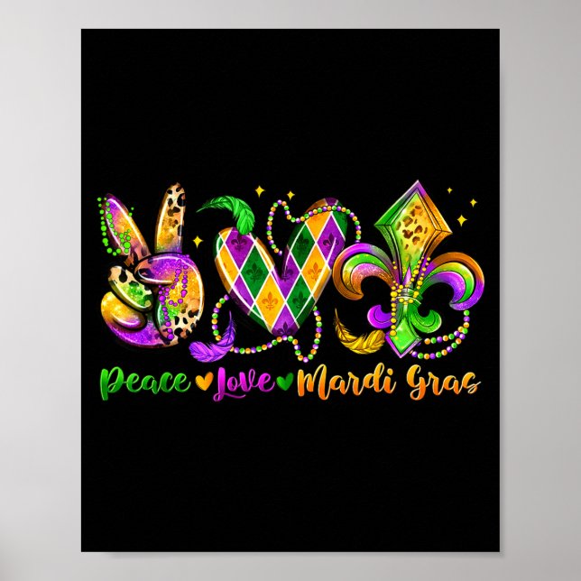 Peace Love Fleur De Lis Mardi Gras 2026 Carnival N Poster (Front)
