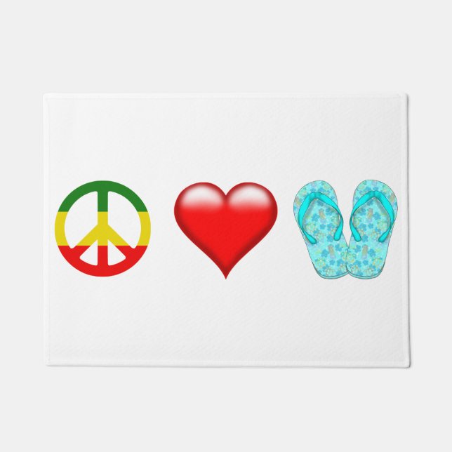 Peace Love Flip Flops Doormat (Front)