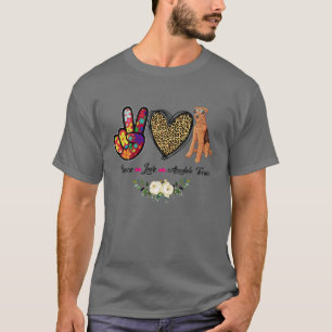 Peace Love Floral Airedale Terrier Mom Dog Mom Mot T-Shirt