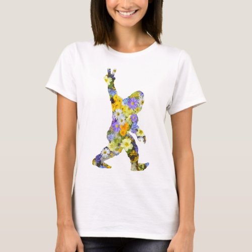 Peace Love  Floral Bigfoot  T_Shirt