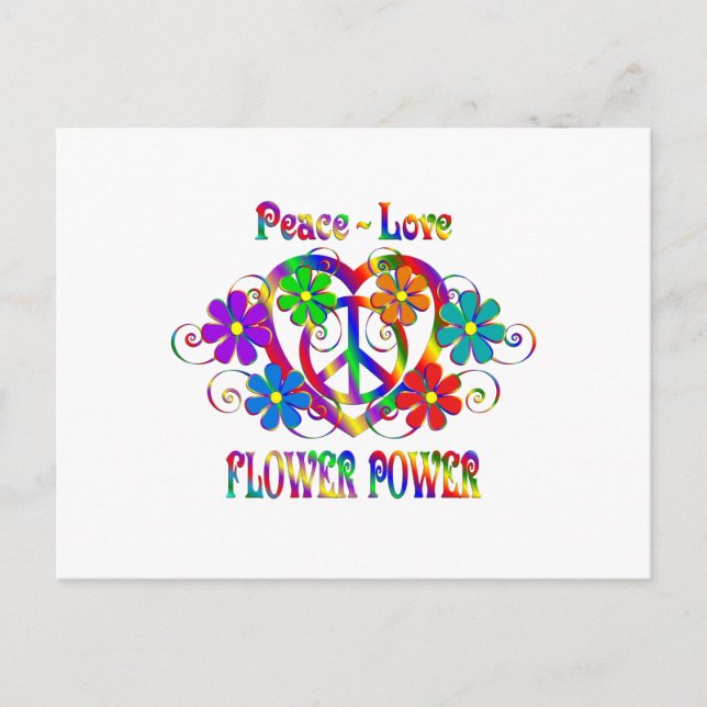 Peace Love Flower Power Postcard (Front)