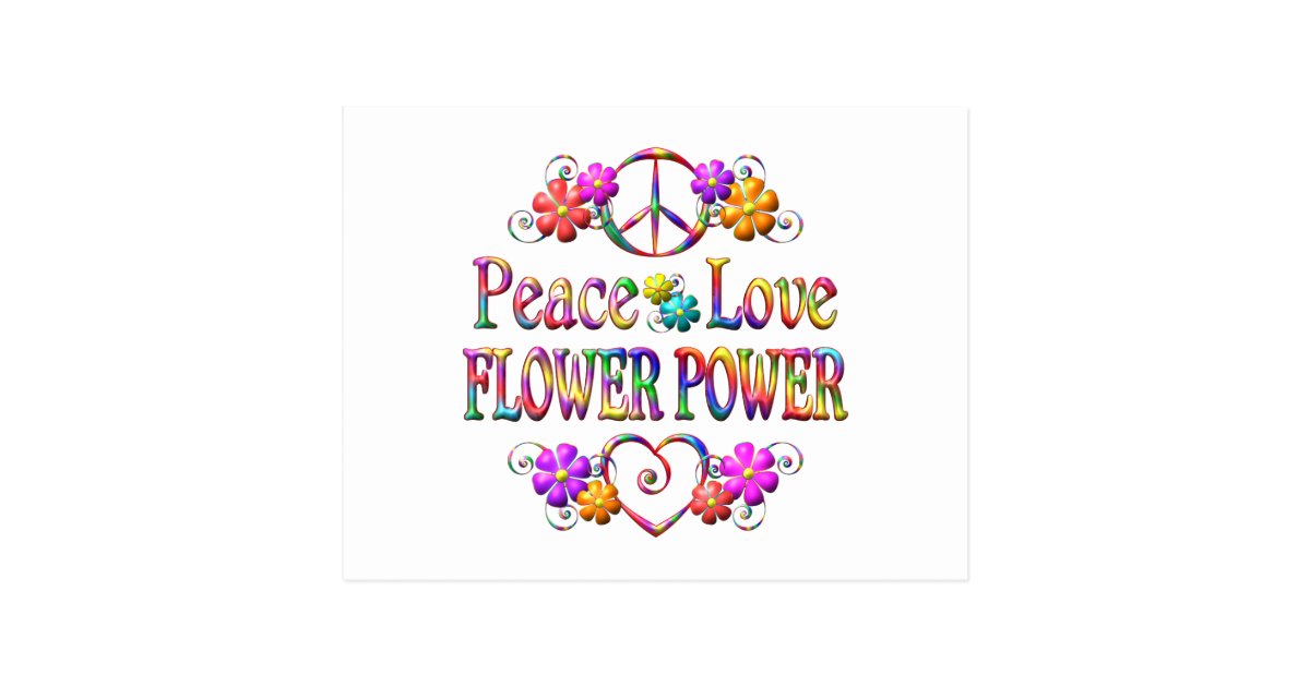 Peace Love Flower Power Postcard