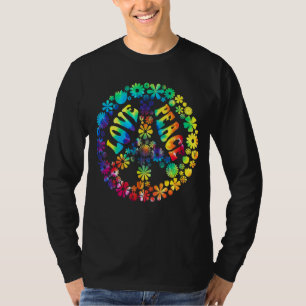Peace Love Flowers Graphic Peace Sign Tie Dye T-Shirt
