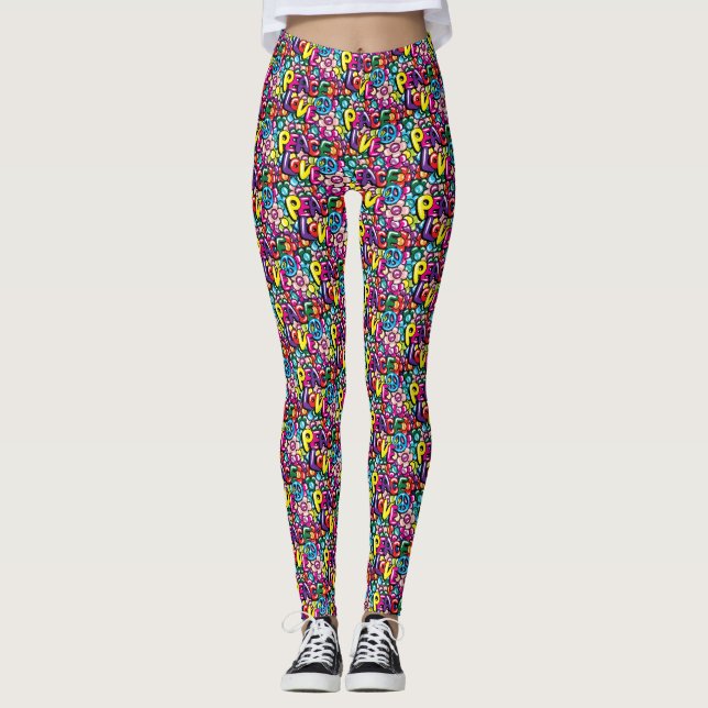 Peace, Love & Flowers Leggings (Front)