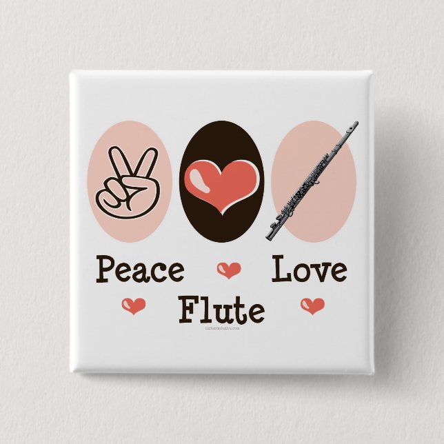 Peace Love Flute Button (Front)