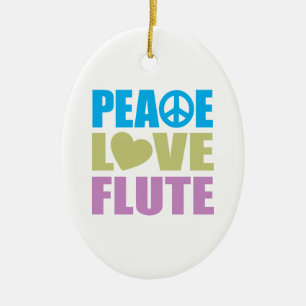 Peace Love Flute Ceramic Ornament