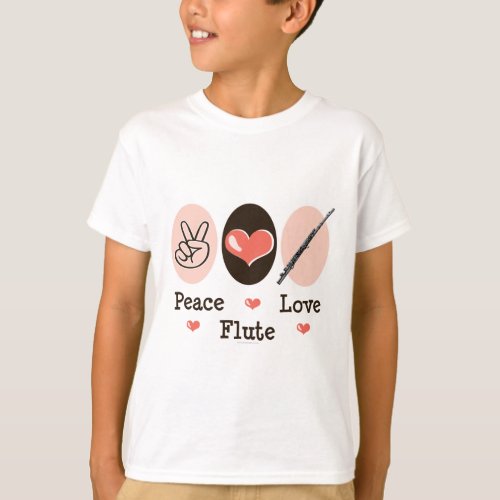 Peace Love Flute Kids T_shirt