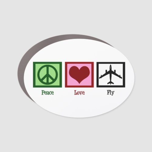 Peace Love Fly Airplane Pilot Car Magnet