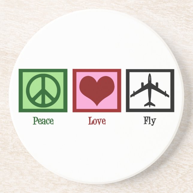 Peace Love Fly Sandstone Coaster (Front)