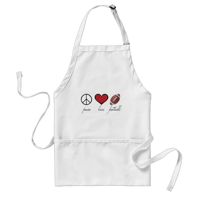 Peace, Love, Football Adult Apron (Front)